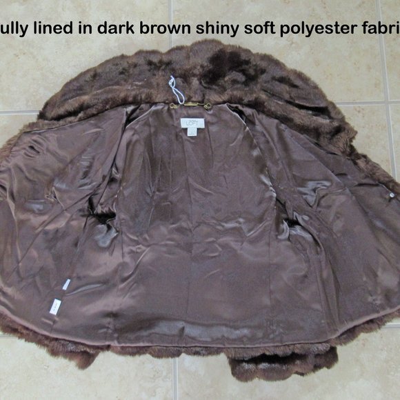 Sz S Faux Fur bolero jacket, Ann Taylor Loft, Dark brown, Collar, Half sleeves - Picture 7 of 11